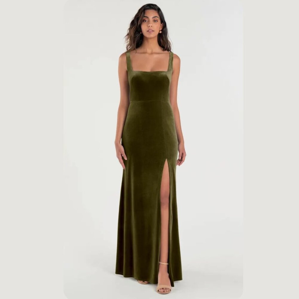 Jenny Yoo – Mara (Velvet); Size 12, Olive